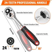 Profi Steckschlüssel-Set 46-tlg, 1/4" CR-V, Ratsche, Bits, Verlängerung, metrisch – vielseitiges Werkzeug für Heimwerker, präzise Passform, robust, ideal für Reparaturen und Montagearbeiten