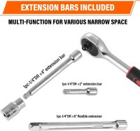 Profi Steckschlüssel-Set 46-tlg, 1/4" CR-V, Ratsche, Bits, Verlängerung, metrisch – vielseitiges Werkzeug für Heimwerker, präzise Passform, robust, ideal für Reparaturen und Montagearbeiten