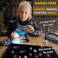 Vision Aid 30x LED Magnifying Glass, Model VA-30L, Reading Magnifying Glass with Ultra-Bright LEDs, Stand Function, Case, Ideal for Jewelry, Coins, Watches, Hobbies, Crafts, Ergonomic, Blue/Black