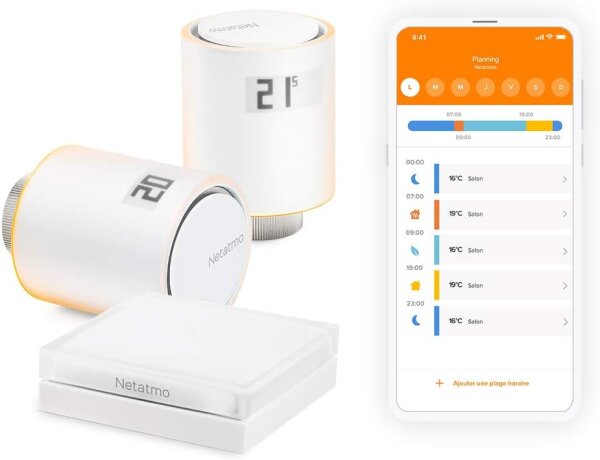 Netatmo NVP-N-Q2 Raumthermostat Starterpaket – Smarte Heizkörperthermostate, App-Steuerung, individuelle Zeitpläne, Energieeinsparung, einfache Installation, kompatibel mit Alexa und Google Assistant