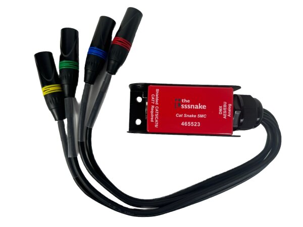 the sssnake Cat Snake 5MC, Modell 465523, passiver Kabel-Splitter, 5 Meter, robuste Stagebox, 4x XLR-Ausgänge, 1x XLR-Eingang, ideal für Studio & Live, kompakt, zuverlässige Signalverteilung