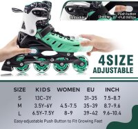 Kuxuan childrens inline skates M 35-39, adjustable, light-up wheels, for girls, boys & women, ideal for beginners, indoor & outdoor use, comfortable, safe, with a cool design for maximum skating fun