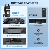 ECHTPower Drybag 20L Schwarz – Wasserdichte Tasche mit Handyhülle, ideal für Reisen, Kajak, Outdoor, schützt Ausrüstung vor Nässe, robustes Material, vielseitig einsetzbar