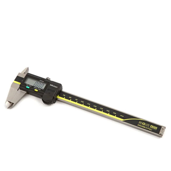 Mitutoyo CD-15APX precise digital caliper, 150 mm, LCD display, stainless steel, inside/outside measurement, zeroing, mm/inch switching, robust, for workshop and laboratory