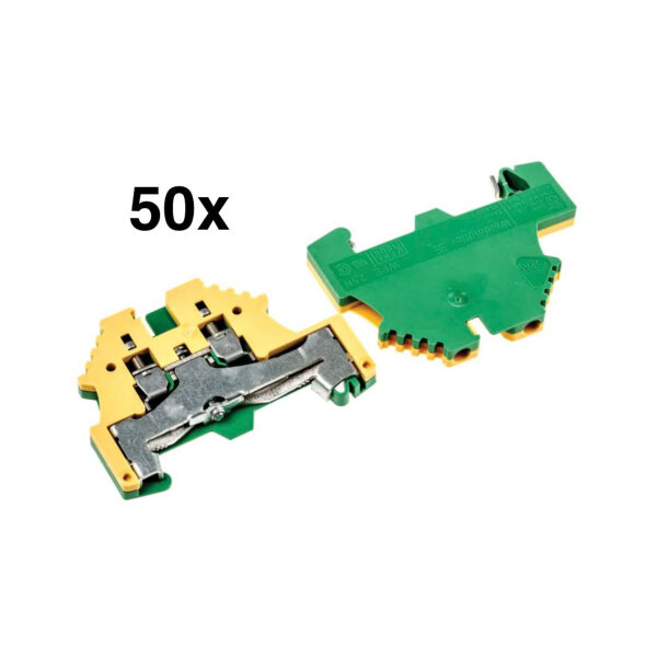 Weidmüller WPE 2.5N terminal block, 50 pieces, model no. 1016200000, for DIN rail mounting, screw connection, nominal cross-section 2.5 mm², secure wiring, compact design, reliable connection technology