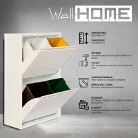 WELL HOME Recycling Bins 4x17L, 68L Total Volume, Matte White, Metal, for Waste Separation, Stackable, with Signs of Use (Scratches/Dents), Space-Saving, Durable, Ideal for Home or Office