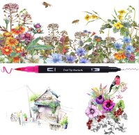 Doppelpinsel-Filzstifte 108 Farben, Marker-Set mit feiner und Pinselspitze, vielseitig für Erwachsene & Kinder – ideal zum Malen, Zeichnen, Basteln, Scrapbooking, Journaling und Schule