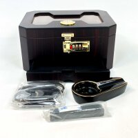 UPPALLANT Zigarrenhumidor-Set, Modellnr, Humidor mit Hygrometer, 3-stelliger Zahlencode, elegantes Design, optimale Feuchtigkeitskontrolle, sicheres Aufbewahren, ideal für Zigarrenliebhaber