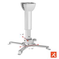 celexon Multicel3040Pro projector ceiling mount, tiltable, white, for projectors with a ceiling distance of 30-40cm, load capacity up to 15kg, flexible mounting, robust design