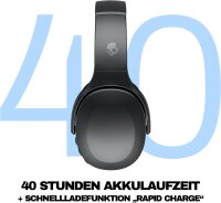 Skullcandy Crusher Evo Over-Ear Bluetooth-Kopfhörer, Modell Evo, kabellos, mit USB-C-Ladekabel, individuell einstellbarem Bass, Geräuschisolierung, 40h Akkulaufzeit, faltbar, Farbe Schwarz