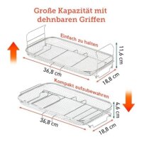 Cosori Zubehör Backgitter, Modellnr. Dual Blaze TwinFry 10L, Zubehör für Heißluftfritteuse, stapelbar, spülmaschinenfest, Edelstahl 304, ideal für Pommes & Hähnchenflügel, multifunktional, 36,8x18,8cm