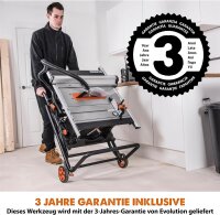 Evolution Power Tools Rage 5-S table saw, 1500W, Ø255mm, cuts steel, aluminum, wood with nails, height-adjustable saw blade, bevel function, stable base, versatile for precise cuts