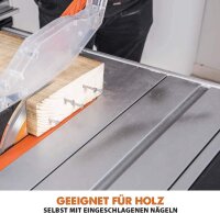 Evolution Power Tools Rage 5-S table saw, 1500W, Ø255mm, cuts steel, aluminum, wood with nails, height-adjustable saw blade, bevel function, stable base, versatile for precise cuts
