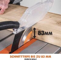 Evolution Power Tools Rage 5-S table saw, 1500W, Ø255mm, cuts steel, aluminum, wood with nails, height-adjustable saw blade, bevel function, stable base, versatile for precise cuts