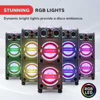 Pyle Bluetooth-PA-Lautsprecher 2000W, tragbar, Outdoor-PA-System, Mikrofon-Eingang, Party-LEDs, USB/SD-Player, AUX/RCA, FM-Radio, kraftvoller Sound, ideal für Events und Partys