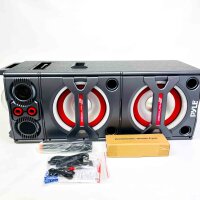Pyle Bluetooth-PA-Lautsprecher 2000W, tragbar, Outdoor-PA-System, Mikrofon-Eingang, Party-LEDs, USB/SD-Player, AUX/RCA, FM-Radio, kraftvoller Sound, ideal für Events und Partys