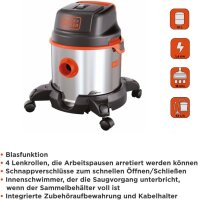 BLACK+DECKER BXVC20XE Nass-Trockensauger, 1400W, 20L,...