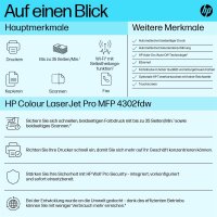 HP Color LaserJet Pro MFP 4302fdw, color laser multifunction printer, duplex printing, Wi-Fi, fax, high speed, 50,000 pages/month, Wolf Pro Security, versatile for office and home office