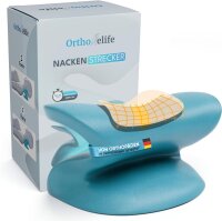 Nackenstrecker Pro, Modell NS-2024, Nackendehner – Ergonomisch geformt, aus hochdichtem Memory-Schaum, fördert gesunde Haltung, entspannt Nacken & Schultern, Schmerzlinderung in 10 Min., Farbe Blau