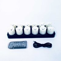 SoulBay LED Tealight Set, 12-pack, rechargeable, includes remote control & timer, charging station & USB cable, flickering light, ideal for living room, party, Halloween & Christmas decoration