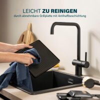 Princess Raclette Grill 162820, Steingrill für 8 Personen, 8 Pfännchen, regelbarer Thermostat, Antihaft, schwarz, vielseitig für Fleisch, Gemüse und Käse, modernes Design, einfache Reinigung