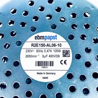 Fröling induced draft fan EBM R2E150-AL06-10, 230V, 50Hz, 105W, suitable for S4 boilers up to 40kW & all 72831A, powerful fan for efficient combustion and optimal air supply