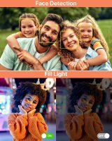 1080P digital camera, 44MP compact camera, 2.4" LCD, 16X zoom, 32GB card, 1 battery, portable, ideal for children, teenagers, beginners, black