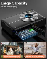1080P digital camera, 44MP compact camera, 2.4" LCD, 16X zoom, 32GB card, 1 battery, portable, ideal for children, teenagers, beginners, black