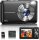 1080P digital camera, 44MP compact camera, 2.4" LCD, 16X zoom, 32GB card, 1 battery, portable, ideal for children, teenagers, beginners, black