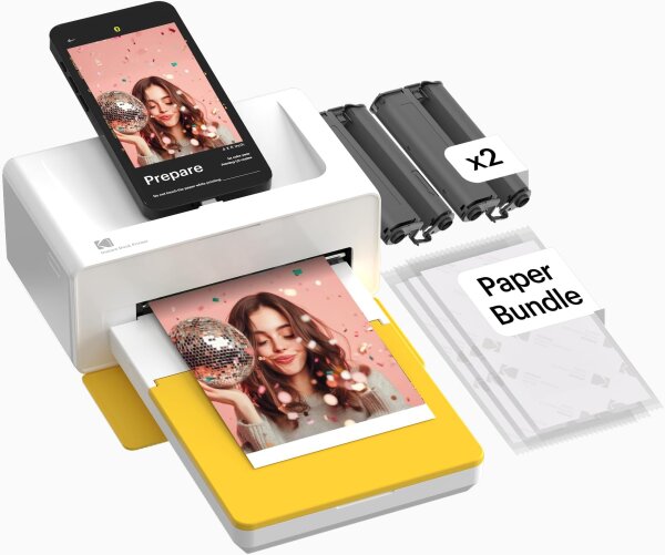 KODAK PD460 Photo Printer, 10x15cm, 50 sheets, docking station, Bluetooth, compatible with iPhone & Android, instant printing, 4-pass color sublimation, mobile photo printer