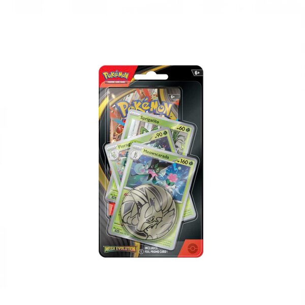 Pokémon Mega Evolution Premium Checklane Blister – Sammelkarten-Set, inkl. Booster, exklusive Promo-Karte, Sammler-Münze, ideal für Fans und Sammler, Trading Card Game Zubehör