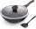 Kordisen Induction Wok Pan 30cm, Model 04050130CG, Cast Aluminum, Stone-Effect Coating, Lid, PFOA-Free, Suitable for All Hobs, Black, Scratch-Resistant, Heat-Resistant, Ergonomic Handle