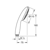 Grohe Tempesta 110 Handbrause 27852003, 1 Strahlart, max. 16,6 l/min bei 3 bar, Chrom, ergonomisch, pflegeleicht, modernes Design