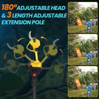 Elektrische Teleskop-Gartenschere 2m, 50mm Schnitt, 2x2Ah Akku, kabellose 2-in-1 Profi-Astschere, langer Arm, ideal für Bäume & Pflanzen, vielseitiges Gartengerät