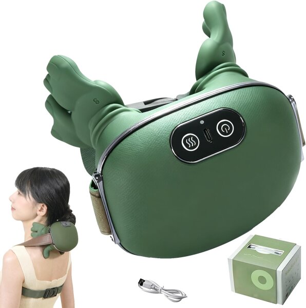 RelaxPro Nackenmassagegerät NM-300, kabelloses Massagegerät für Schultern & Rücken, 3 Intensitäten, 2 Heizstufen, Wärmefunktion, 10W, 5V, ideal zur Muskelentspannung und Schmerzlinderung