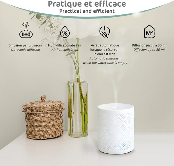 Ceralia Ultraschall-Diffusor, Modellnr. 2024A, Aroma-Luftbefeuchter, leiser Betrieb, LED-Beleuchtung, Timer, automatische Abschaltung, ideal für ätherische Öle und entspannte Raumluft.