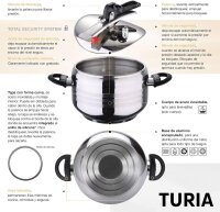 San Ignacio Turia pressure cooker, stainless steel, 5L, Ø20cm, energy-saving, heat-resistant handle, suitable for all types of cookers, safety valve, modern design