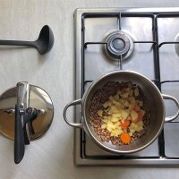 San Ignacio Turia pressure cooker, stainless steel, 5L, Ø20cm, energy-saving, heat-resistant handle, suitable for all types of cookers, safety valve, modern design