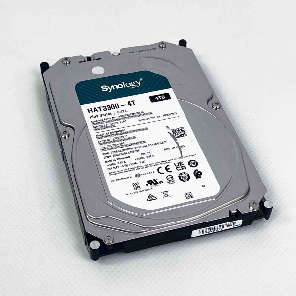 Synology Plus Series HAT3300-4T, 4TB SATA hard drive, quiet, energy-efficient, ideal for NAS, high reliability, 3.5 inch, optimized for continuous operation, fast data transfer, easy integration