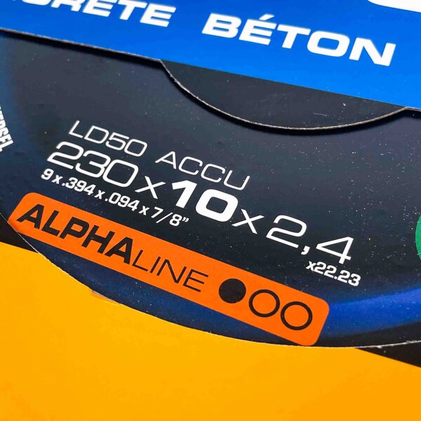 RHODIUS LD50 diamond cutting disc 230mm, 2.4mm thickness, 10mm segment height, for precise cutting of concrete, stone and building materials, durable, efficient, professional quality