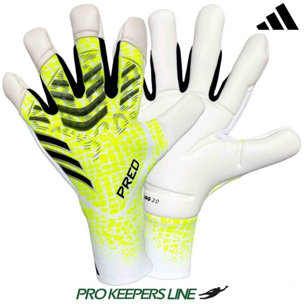ADIDAS Torwarthandschuh JN5365, Modell PREDATOR GL PRO HYBRID LUCID, Größe 7, gelb/weiß/schwarz, Profi-Grip, ergonomische Passform, optimaler Ballkontakt, für ambitionierte Keeper