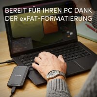 SanDisk PROFESSIONAL PRO-G40 SSD 4TB, Modell SDPS31H-004T-GBC1D, mobile NVMe SSD, exFAT, Thunderbolt 3 & USB-C, bis 3.000 MB/s Lesen, robustes IP68 Gehäuse, staub- & wasserfest