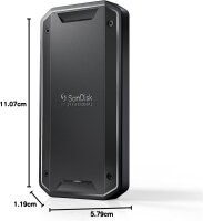 SanDisk PROFESSIONAL PRO-G40 SSD 4TB, Modell SDPS31H-004T-GBC1D, mobile NVMe SSD, exFAT, Thunderbolt 3 & USB-C, bis 3.000 MB/s Lesen, robustes IP68 Gehäuse, staub- & wasserfest