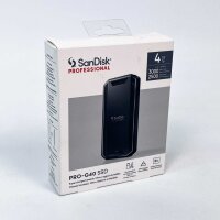 SanDisk PROFESSIONAL PRO-G40 SSD 4TB, Modell SDPS31H-004T-GBC1D, mobile NVMe SSD, exFAT, Thunderbolt 3 & USB-C, bis 3.000 MB/s Lesen, robustes IP68 Gehäuse, staub- & wasserfest