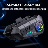 Y10 Motorradhelm Bluetooth-Headset, Modellnr Y10, kabellose Kopfhörer, IPX6 wasserdicht, Bluetooth 5.3, integrierte Geräuschunterdrückung, ideal für Solo-Fahrer, klare Kommunikation und Musik unterwegs