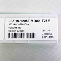 SECO 335.19-1205T-MD09 T25M Indexable Inserts, 10 pieces, suitable for 335.19 disc cutters, durable carbide inserts, precise metalworking, long tool life, optimal chip removal, versatile application