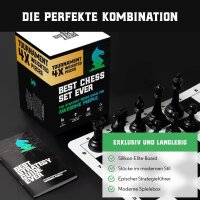 Best Chess Set Ever 4X, BKG-004, Large chess set with 20" foldable silicone board, 11.4 cm king, quadruple weighted, Staunton pieces – Robust chess game for children & adults