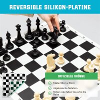 Best Chess Set Ever 4X, BKG-004, Large chess set with 20" foldable silicone board, 11.4 cm king, quadruple weighted, Staunton pieces – Robust chess game for children & adults