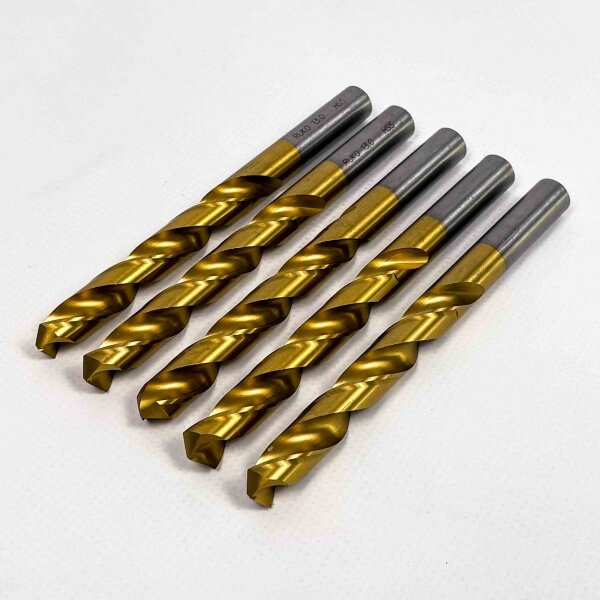 RUKO Spiral drill bit 250130T, HSS, Ø 13 mm, DIN 338 type N, TiN-coated, 5 pieces, durable, precise metal drill bits for professional applications