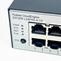 Huawei Switch S5735-L24P4S-A-V2, 24x Gigabit ports, 4x SFP, PoE+, mains operation, model 98012678, Layer 2/3, high performance for enterprise networks